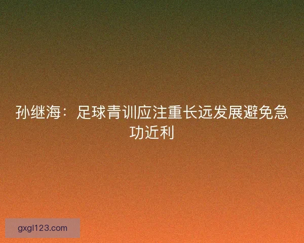 孙继海：足球青训应注重长远发展避免急功近利